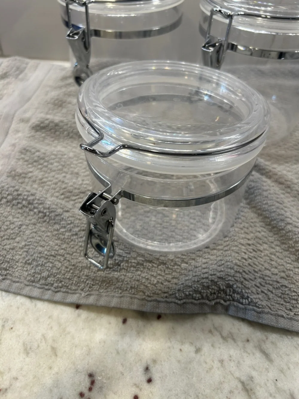 Clear Airtight plastic Canisters with Silver Hardware (Set of 3)